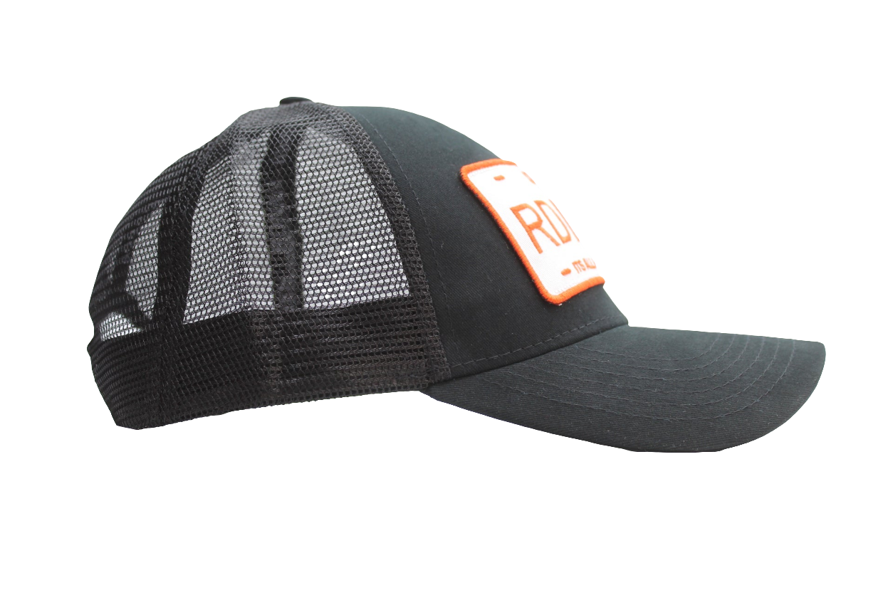 A RDNKN Mesh Snapback (black and orange )