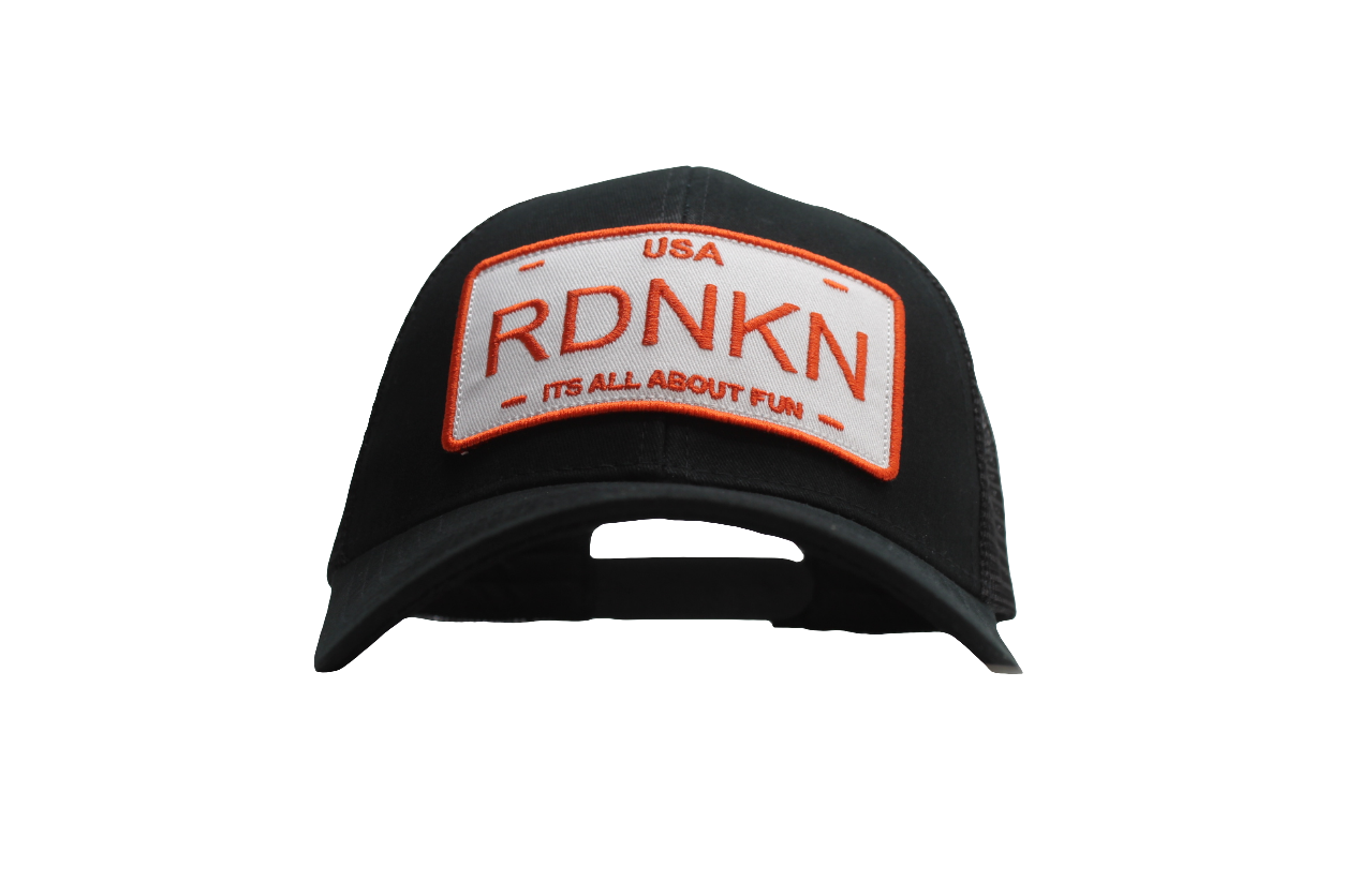 A RDNKN Mesh Snapback (black and orange )